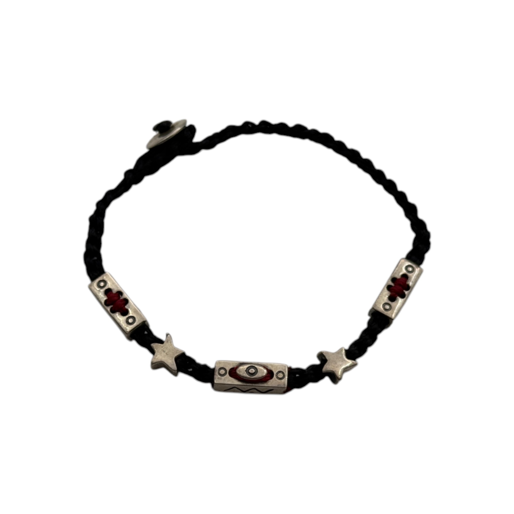 Cord bracelet with silver beads