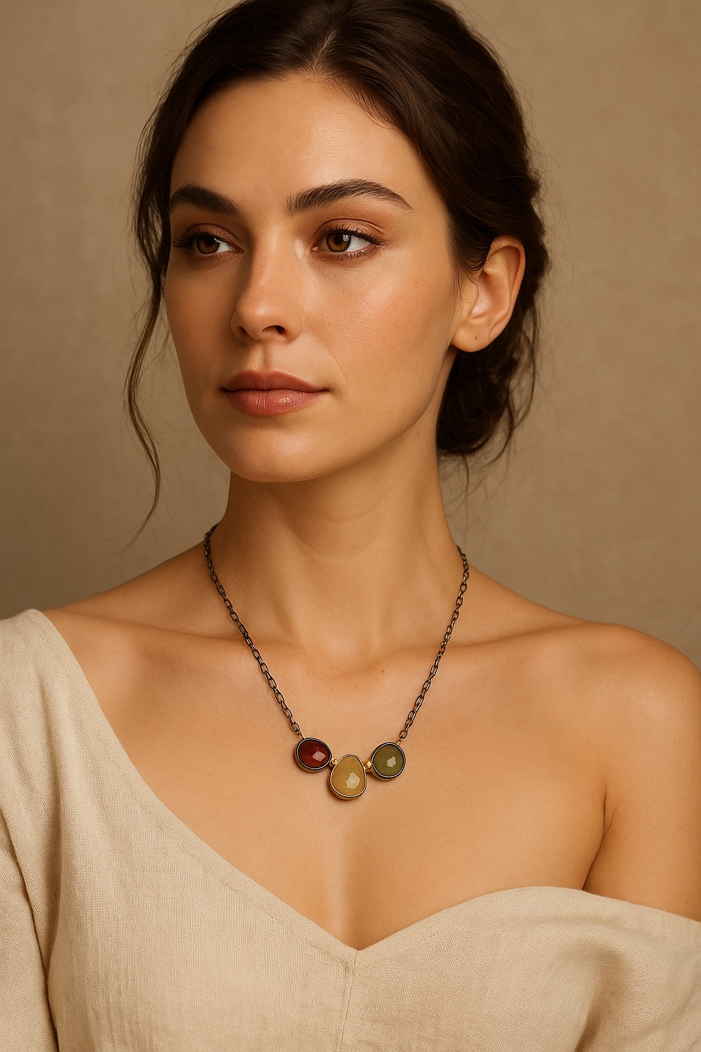 Garnet Tourmaline Silver Necklace – Image 2