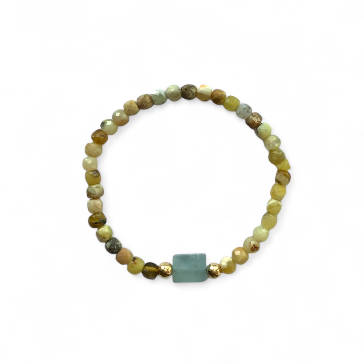 Dentritic Opal & Aquamarine - 14K Gold Filled Bracelet
