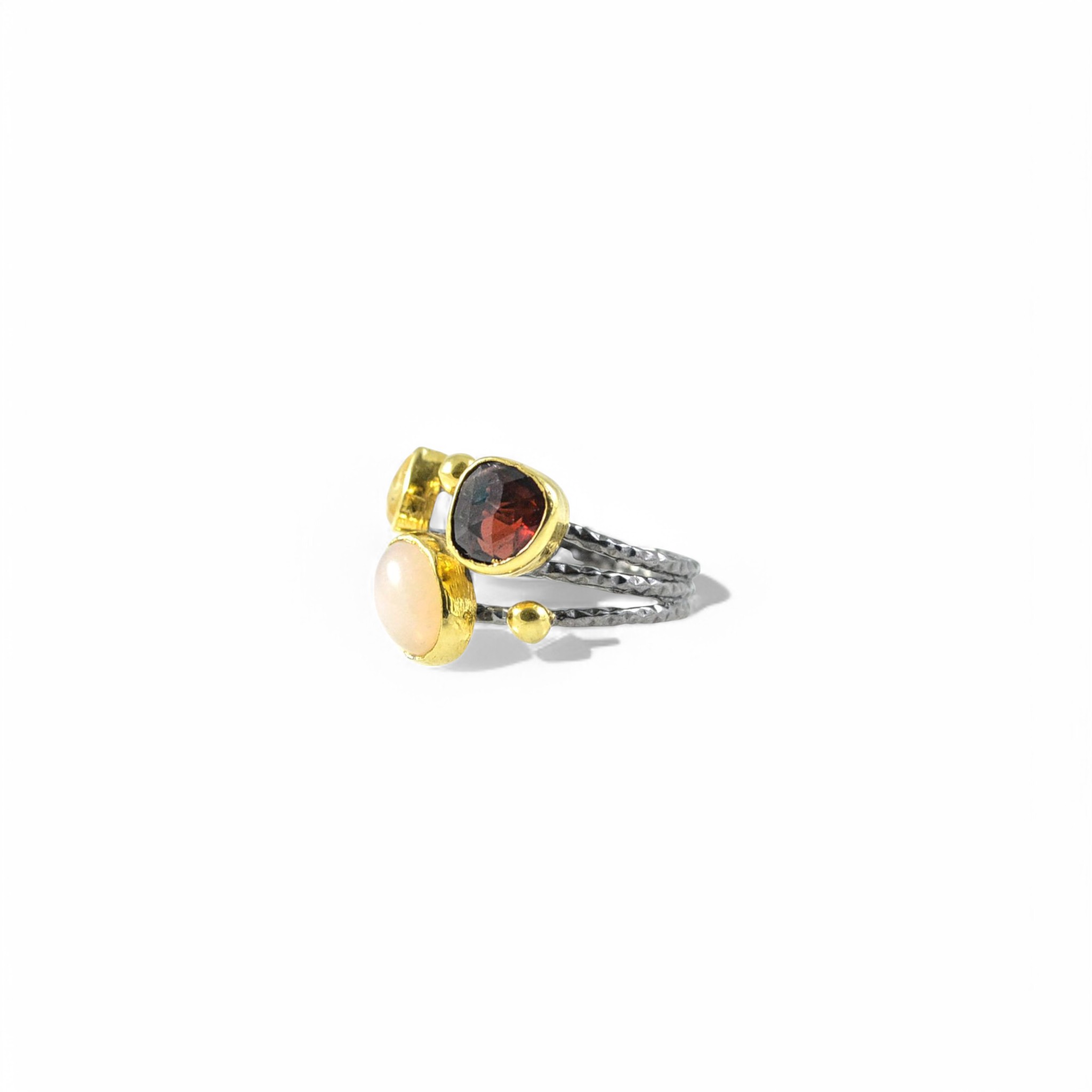 Silver Ring - Tourmaline and Opal – Image 2